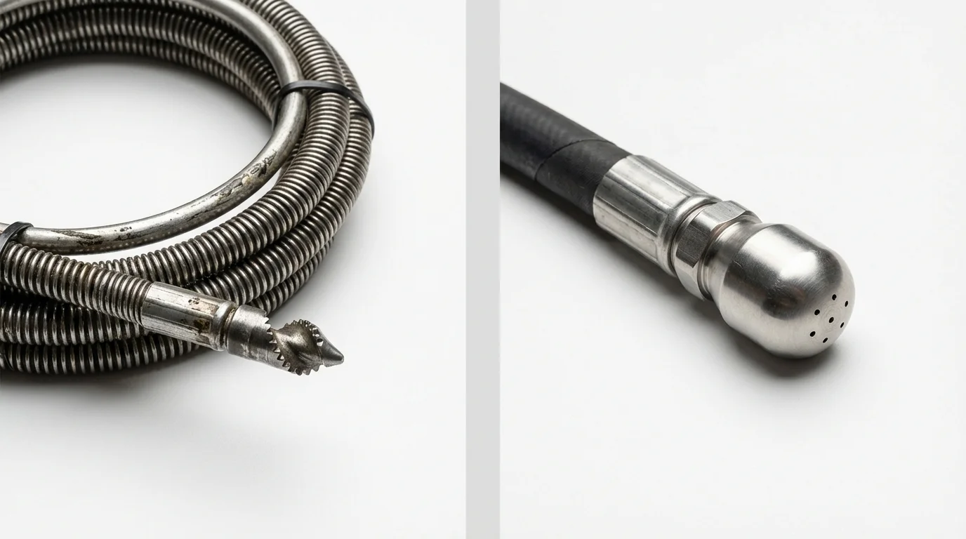 Drain snake cable and hydro jetting nozzle used for drain cleaning in Lake Wales, FL