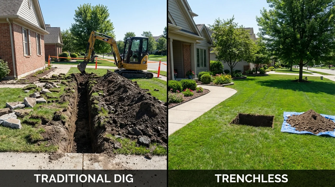 Trenchless sewer repair with minimal yard damage versus traditional excavation in Lake Wales, FL